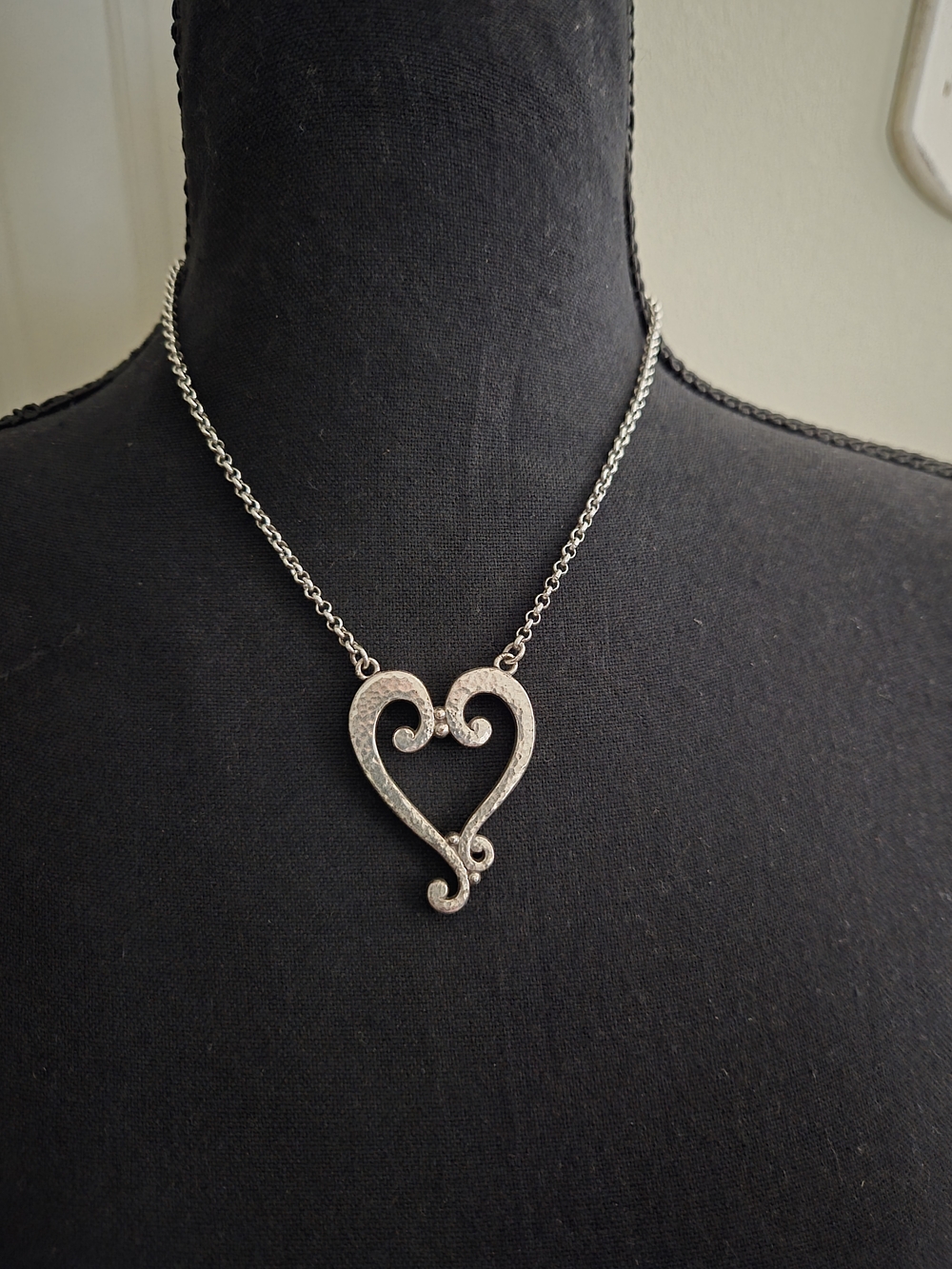 BRIGHTON Elegant Silver Heart Scroll Pendant Necklace - Women's Jewelry